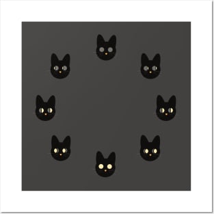 Black Cats Moon Phases 2 Posters and Art